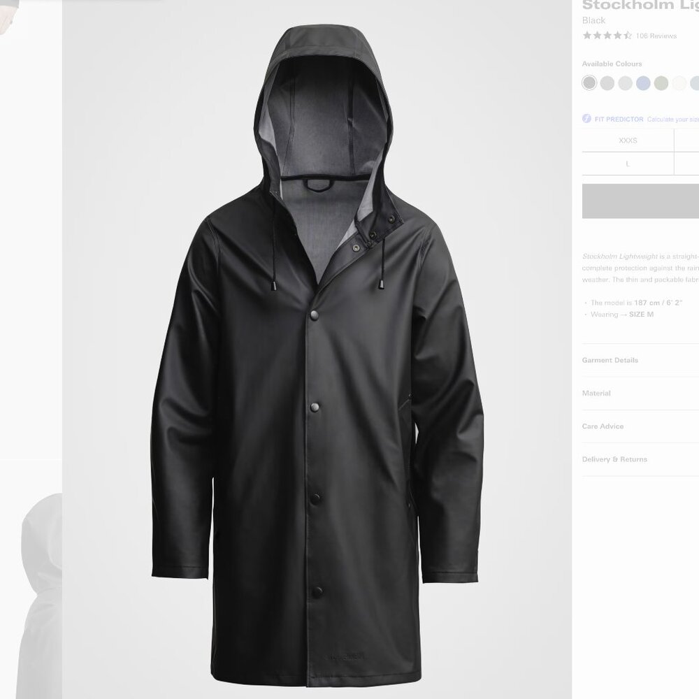 Stutterheim Stockholm Raincoat - sz small